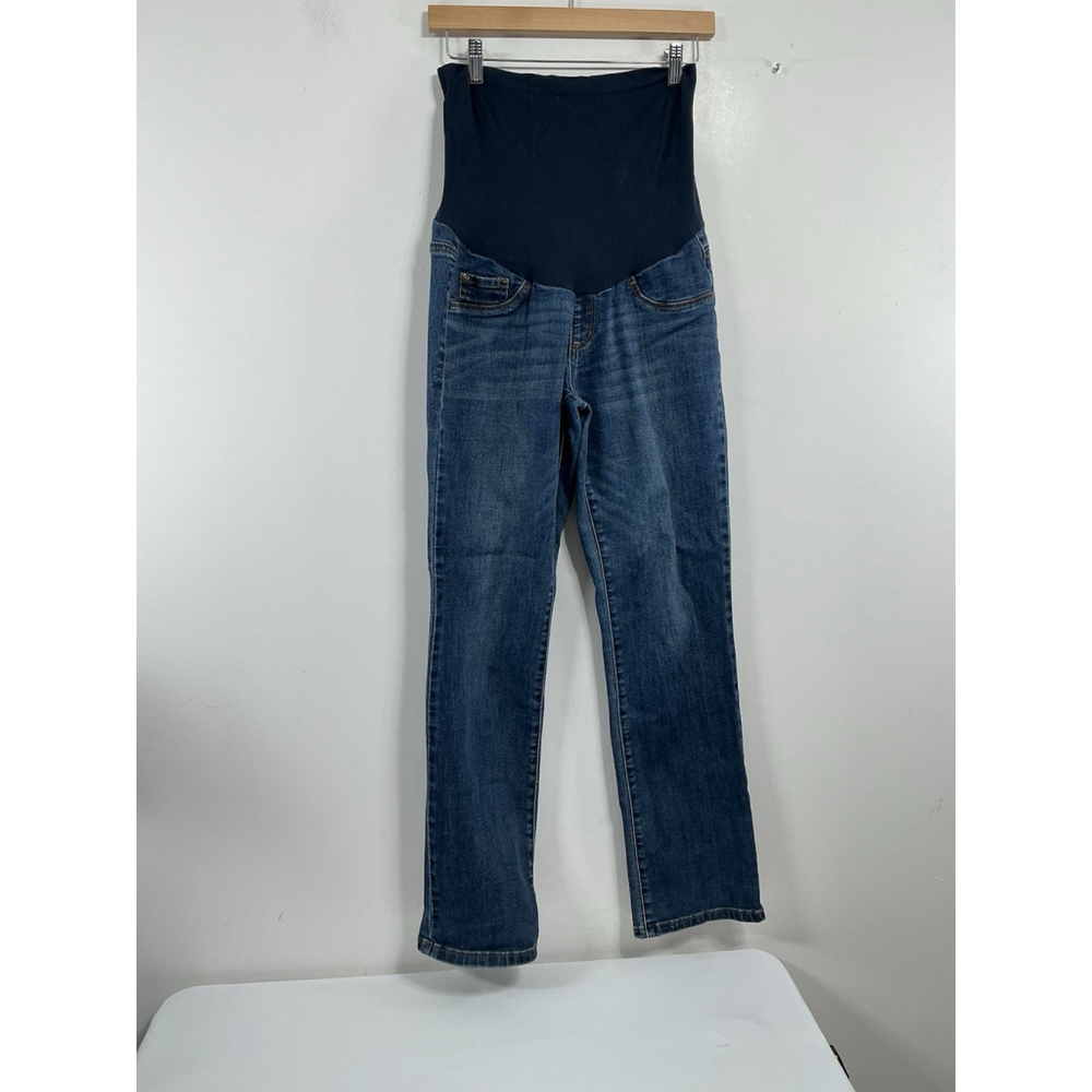 Womans Excellent Indigo Blue Maternity Blue Jeans Medium Belly Panel 0080/W-2
